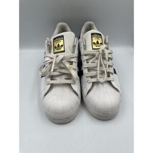 Adidas Originals Superstar Shell Toe Mens Shoes White/Black/Gold Size 11 Sneaker